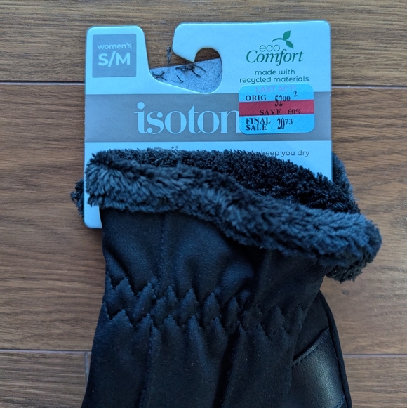 Isotoner Eco Comfort Gloves Women's S/M Black NWT - Picture 3 of 4